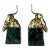 1980s Postmodern Hollywood Regency Brass Panther & Green Marble Bookends - A Pair For Sale