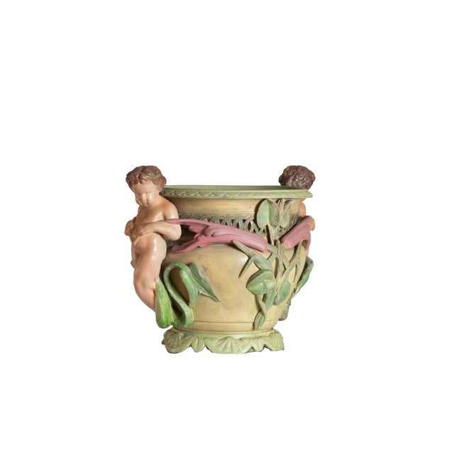 Art Nouveau Planter with Cherubs and Foliage, 20th Century For Sale - Image 3 of 8