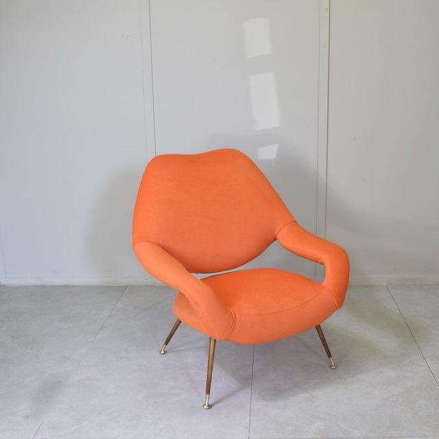 Mid-Century Modern DU 55 Armchair in Walnut and Brass by Gastone Rinaldi for Rima, 1950s For Sale - Image 3 of 12