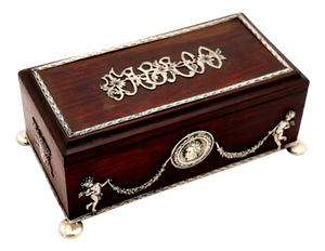 Tobacco Box in Rosewood with Silver Applications