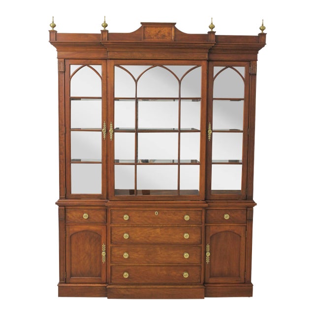 Statton Federal Style Cherry Breakfront China Cabinet For Sale