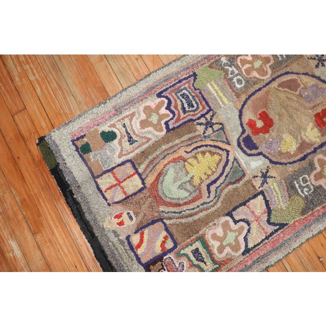 Mid 20th Century Colorful American Hooked Rug For Sale - Image 5 of 11