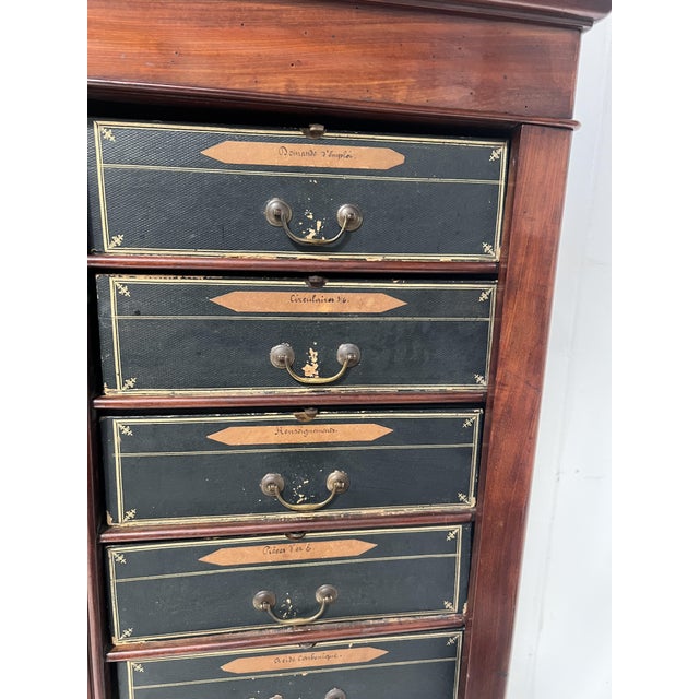 Wood 19th Century Louis Philippe Mahogany Veneer Filing Cabinet For Sale - Image 7 of 18