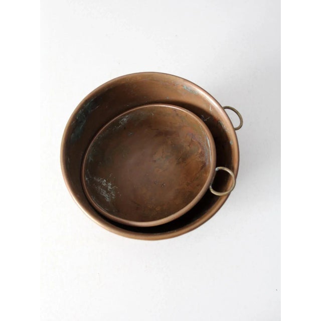 Antique Copper Mixing Bowls Pair For Sale - Image 10 of 13