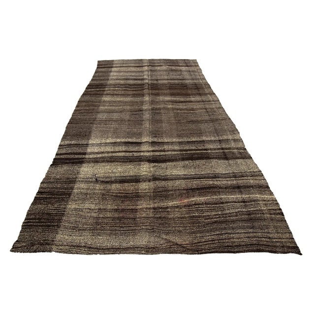 Modern vintage hand woven Kilim rug from Afyon region of Turkey. Approximately 50-60 years old. In very good condition