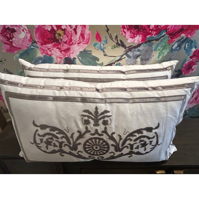 Lili Alessandra Paris Rectangle Pillow White Steel For Sale - Image 9 of 15