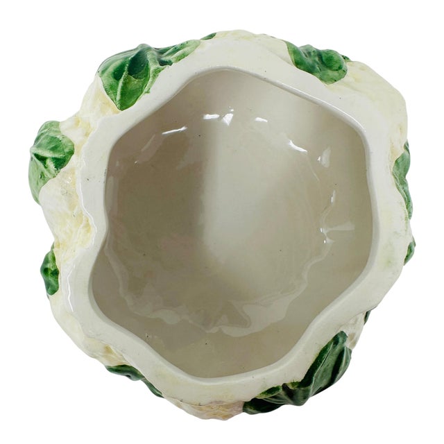 Ceramic Vintage 1990s Italian Majolica Cauliflower Lidded Bowl by Vietri For Sale - Image 7 of 9
