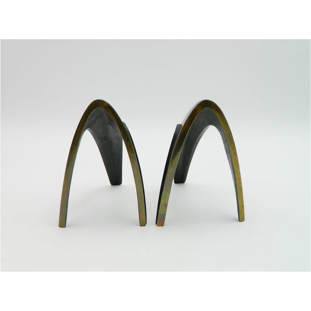 Black Modern Brass Bookends by Richard Rohac, 1950s, Set of 2 For Sale - Image 8 of 13
