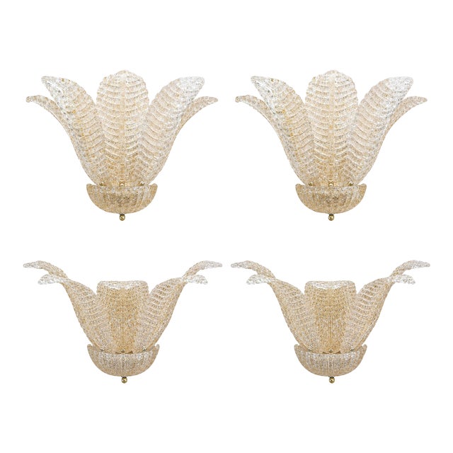 Murano Glass Tronchi Wall Sconces in Transparent Gold by SimoEng - Set of 4 For Sale