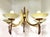 1960s Midcentury Modern Wood and Brass 5-Light Chandelier With Starburst Shades For Sale - Image 4 of 12