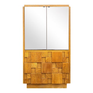 Staccato by Lane Brutalist Oak Bedroom Armoire For Sale