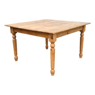 Rustic Pine Square Farmhouse Table For Sale