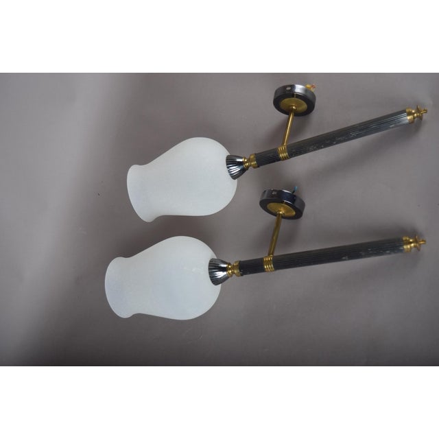 Vintage French Wall Sconces in Gunmetal and Gilt Bronze from Maison Jansen, 1970s, Set of 2 For Sale - Image 12 of 13
