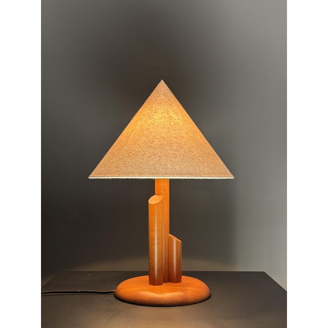 Light Yellow Mid-Century Modern Scandinavian Pine Skyscraper Table Lamp, 1970s For Sale - Image 8 of 9