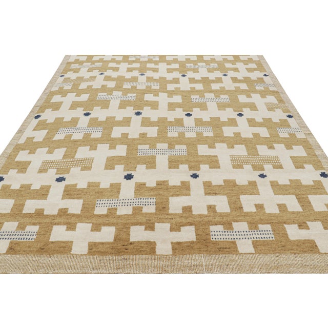 Rug & Kilim Rug & Kilim’s Scandinavian Style Rug in Beige-Brown and White Geometric Patterns - 8x10 For Sale - Image 4 of 8