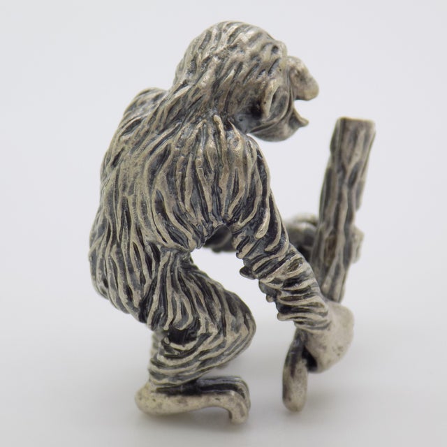 Vintage Italian Handmade Silver Chimpanzee Figurine, Italy, 1970s For Sale - Image 4 of 11