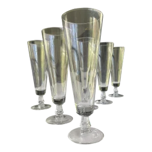 Vintage Midcentury Style Pilsner, Tall Beer Glasses Set of 6