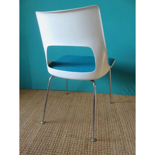 1970s White Chairs with Turquoise Slabs by Kay Korving, Denmark, 1975, Set of 6 For Sale - Image 5 of 9