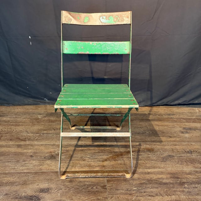 Weathered Green Bistro Chairs With Original Paint For Sale - Image 9 of 12