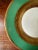 French Set of 6 Antique Tressemanes & Vogt Porcelain Dinner Plates With Green Band and Gilt Trim For Sale - Image 3 of 9