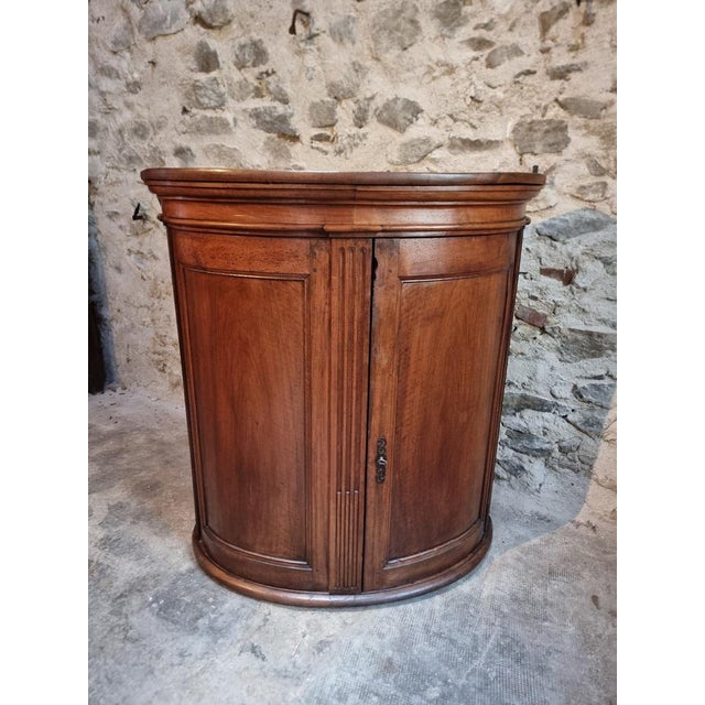 Antique French Château Walnut Demi-Lune Cabinet, Late 18th Century For Sale - Image 10 of 18