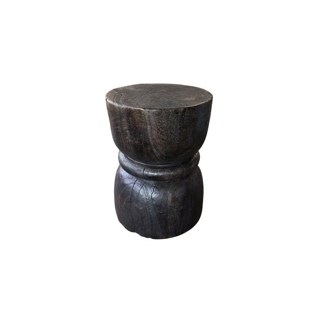 Not Yet Made - Made To Order Hand-Carved Burnt Suar Wood Side Table in Espresso Finish For Sale - Image 5 of 5