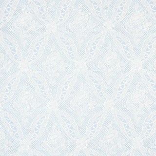 Sample - Schumacher Cosette Lace Wallpaper in Cornflower For Sale