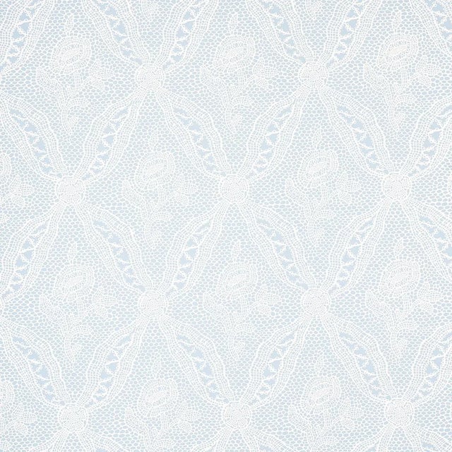 Sample - Schumacher Cosette Lace Wallpaper in Cornflower For Sale
