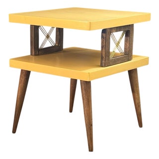 Vintage Refinished Mid-Century Modern Two-Tier Side Table For Sale