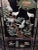 Wood Vintage Chinese Five-Panel Black Lacquer Hardstone Inlaid Crane Room Divider Screen For Sale - Image 7 of 8