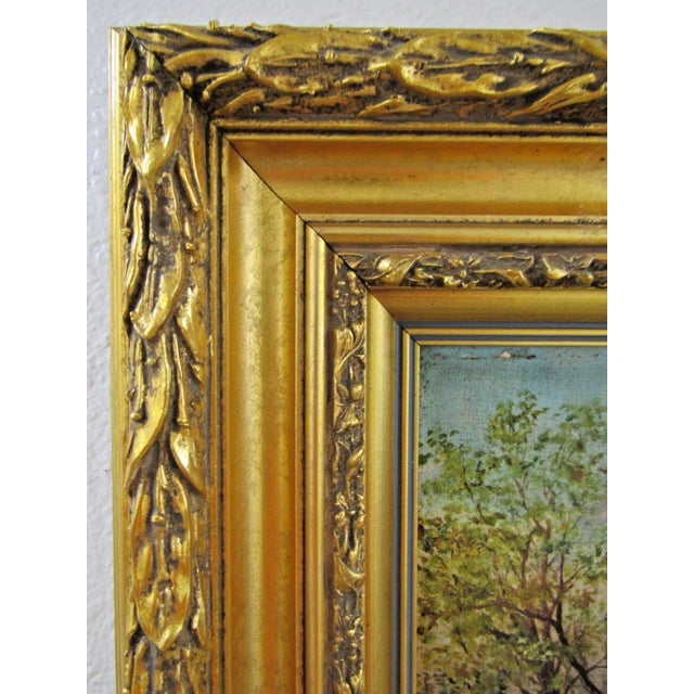 Victorian Original Oil Painting Castle Ruins With People in Gold Gild Frame For Sale In Miami - Image 6 of 10