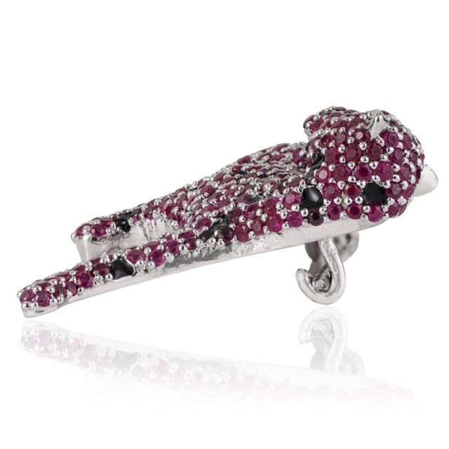 Not Yet Made - Made To Order Mid 20th Century Retro Pavé Set Ruby Panther Brooch - Unisex Gift for Animal Lovers For Sale - Image 5 of 13