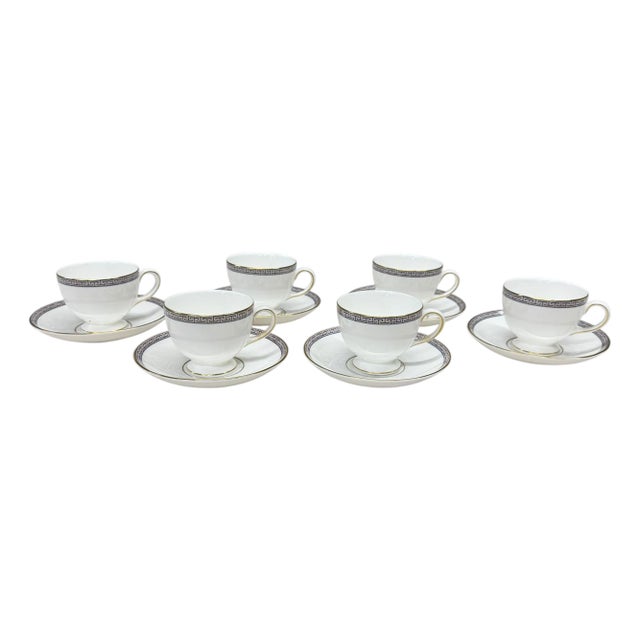 Vintage Wedgwood England Palatia Pattern Cup & Saucer - Set of 6 For Sale