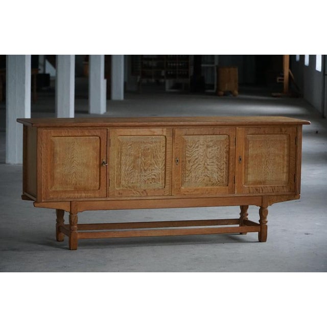 Low Vintage Danish Sideboard in Oak, 1960s For Sale - Image 14 of 18