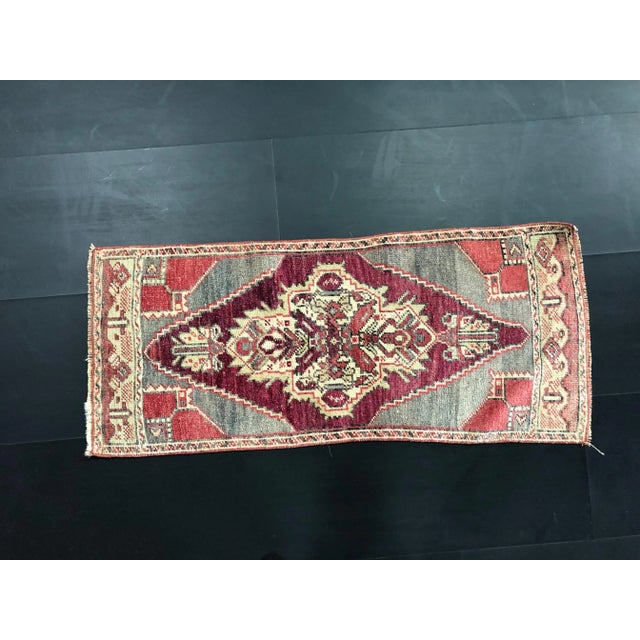 Handmade wool and cotton rug in Turkish Anatolia , Vintage Oushak Small Rug, Turkish Vintage Anatolian Rug, Handmade wool...