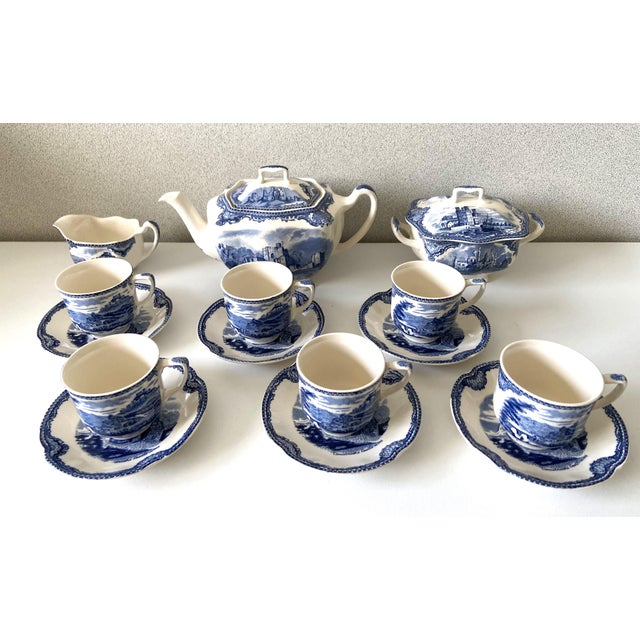 Vintage Castles Blue Edit Coffee Chocolate Tea Set from Johnson Brothers Bros, 1950s, Set of 15 For Sale - Image 15 of 15