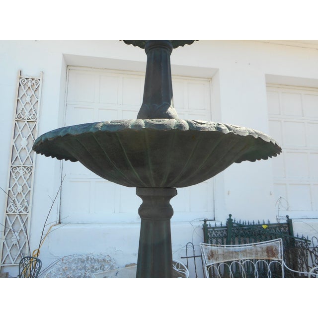 Large Cast Iron ThreeTier Fountain With an Egret Base Chairish
