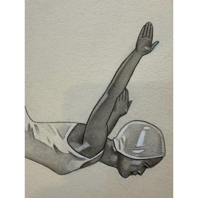 Original graphite pencil drawing by American artist and illustrator Theodore E. Schrock (1879–1952), depicting a graceful...