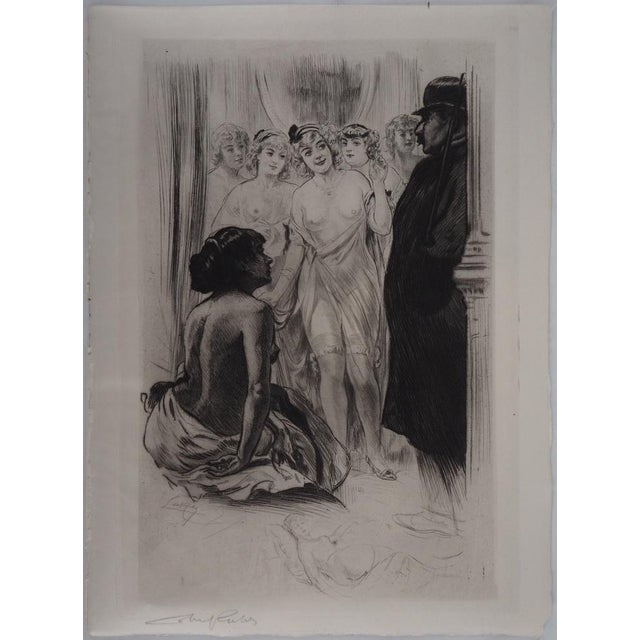 Alméry LOBEL-RICHE Waiting for the customer Original etching Signed in pencil lower left and also signed in the plate On...