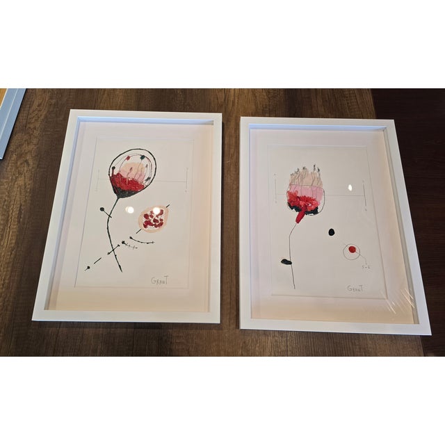 Set of 6 - One-of-a-Kind Organic Modern Botanical Paintings | Herbarium Wall Art | Minimalist Flower Study For Sale - Image 9 of 11