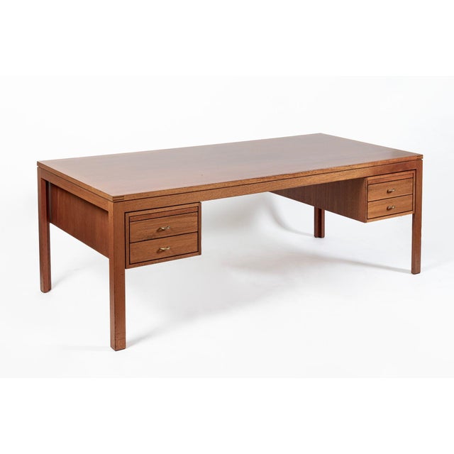 Soborg Mobler Danish Mahogany Executive Desk by Søborg Møbler, Mid Century Modern Desk For Sale - Image 4 of 16