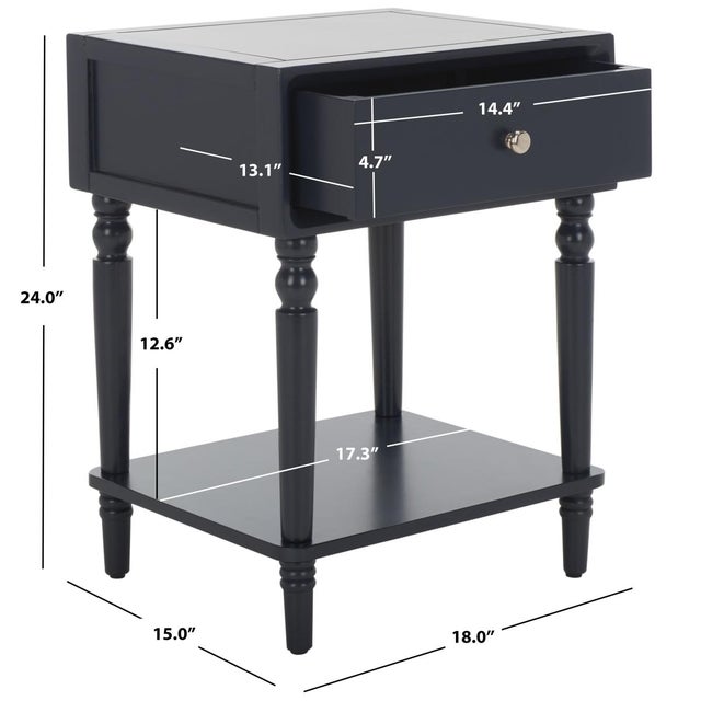 Traditional Siobhan Accent Table with Storage Drawer in Navy For Sale - Image 3 of 10