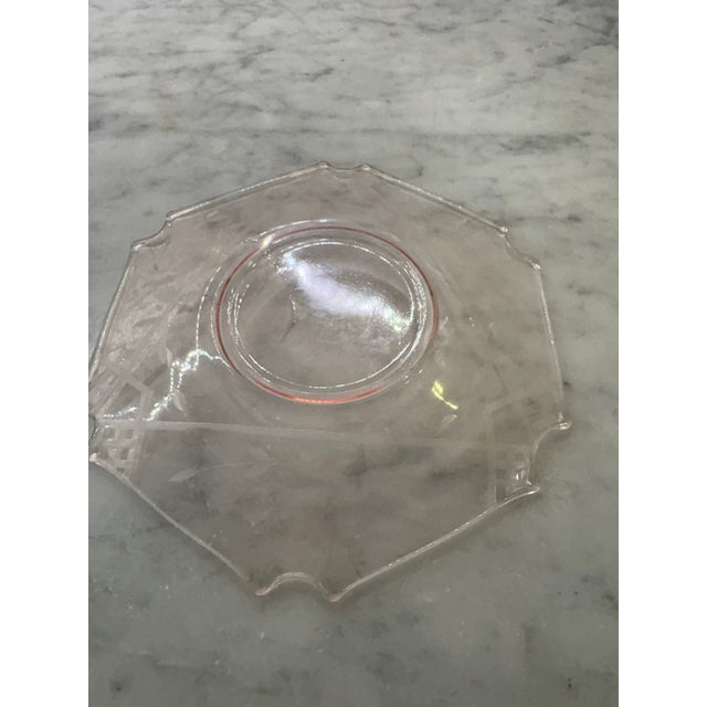 Shabby Chic Vintage Etched Glass Luncheon/Snack Plate 1930s or Vanity Catch All For Sale - Image 3 of 4