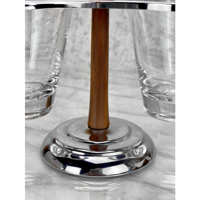 Wood Mid-Century Modern Teak & Chrome Serving Condiment Caddy For Sale - Image 7 of 9