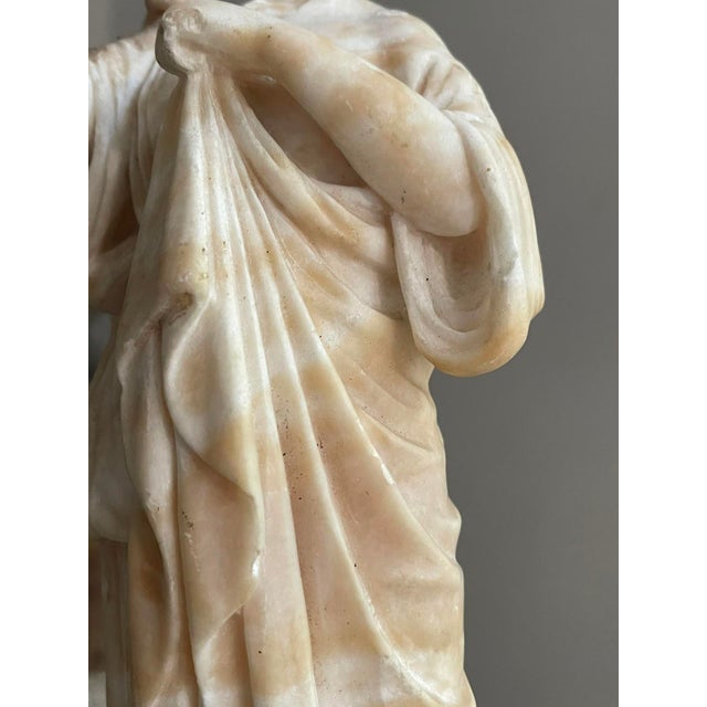 Grand Tour Alabaster Fragment of a Draped Female Figure, 19th Century Italian For Sale - Image 4 of 11