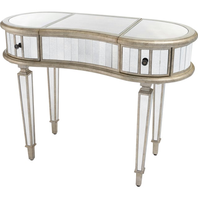 Wood Constance Mirrored Vanity Table, Silver For Sale - Image 7 of 7