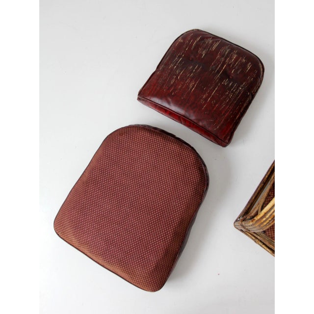 Antique Rattan Lounge Chair With Oxblood Cushions For Sale - Image 16 of 18