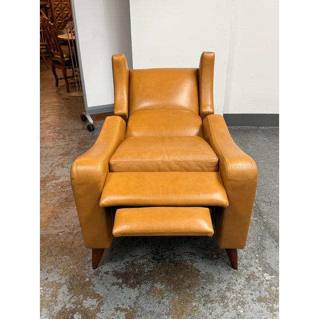Wood Room & Board Juno Leather Recliner For Sale - Image 7 of 12