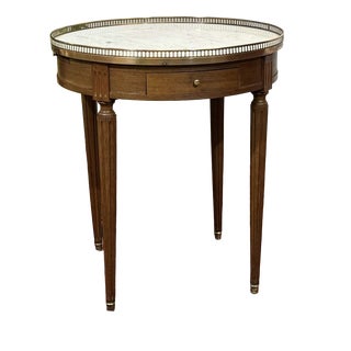 Louis XVI Bouillotte Table in Mahogany with a Marble Top, 1960s For Sale