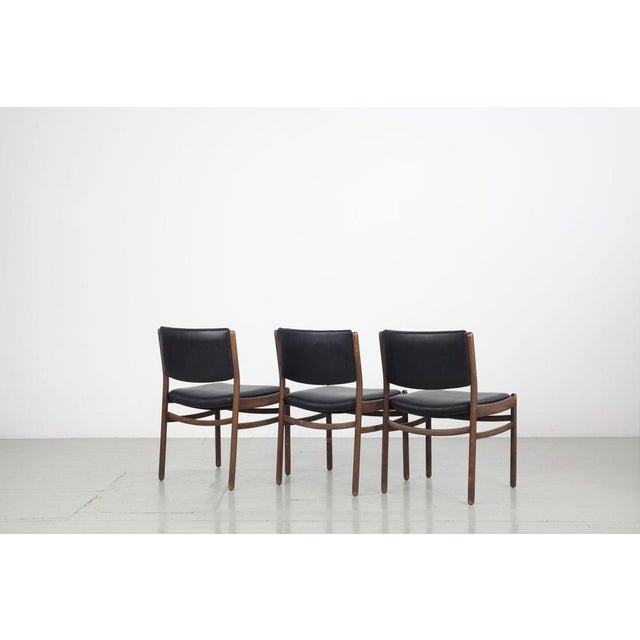 Wooden Chairs with Leatherette Upholstery, Italy, 1960s, Set of 3 For Sale - Image 4 of 18